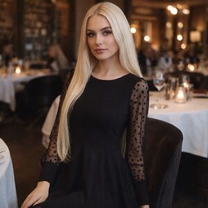 Black Dress with Sheer Sleeves